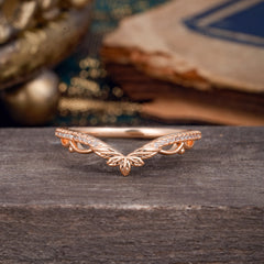 Luxurious Nature Inspired Moissanite Engagement Wedding Band Ring