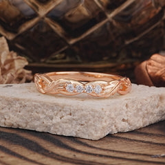 Vintage Nature Inspired Round Cut Mens Lab Diamond Wedding Rings