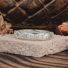 Vintage Nature Inspired Round Cut Mens Lab Diamond Wedding Rings