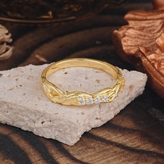 Vintage Nature Inspired Round Cut Mens Lab Diamond Wedding Rings