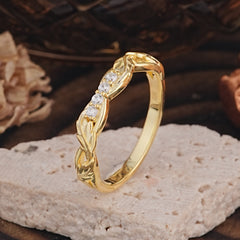 Vintage Nature Inspired Round Cut Mens Lab Diamond Wedding Rings