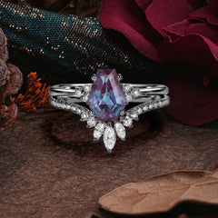 Halloween Limited | 4 Prong Coffin Cut Black Rutilated Quartz Ring Set