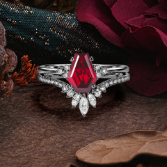 Halloween Limited | 4 Prong Coffin Cut Black Rutilated Quartz Ring Set