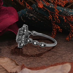 Halloween Limited-Crescent Moon | Exquisite Coffin Cut Black Rutilated Quartz Ring Set