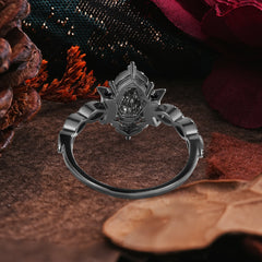 Halloween Limited-Crescent Moon | Exquisite Coffin Cut Black Rutilated Quartz Ring Set