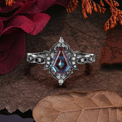 Halloween Limited-Crescent Moon | Exquisite Coffin Cut Black Rutilated Quartz Ring Set