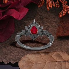 Halloween Limited-Crescent Moon| Nature-Inspired Pear Cut Black Rutilated Quartz Ring Set