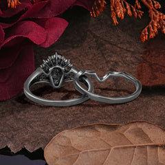 Halloween Limited | Unique 4-Prong Coffin Cut Black Rutilated Quartz Ring Set