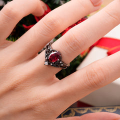 Halloween Limited | Coffin Cut Wing Inspired Black Rutilated Quartz Ring Set