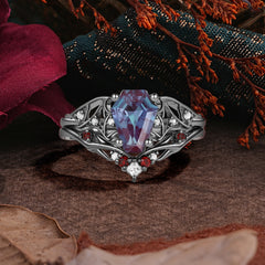 Halloween Limited | Coffin Cut Wing Inspired Black Rutilated Quartz Ring Set