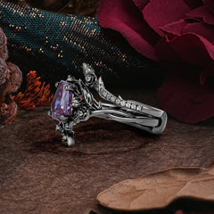 Halloween Limited | Coffin Cut Nature Inspired Twist Black Rutilated Quartz Ring Set