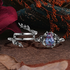 Halloween Limited | Coffin Cut Nature Inspired Twist Black Rutilated Quartz Ring Set