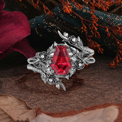 Halloween Limited | Coffin Cut Nature Inspired Twist Black Rutilated Quartz Ring Set