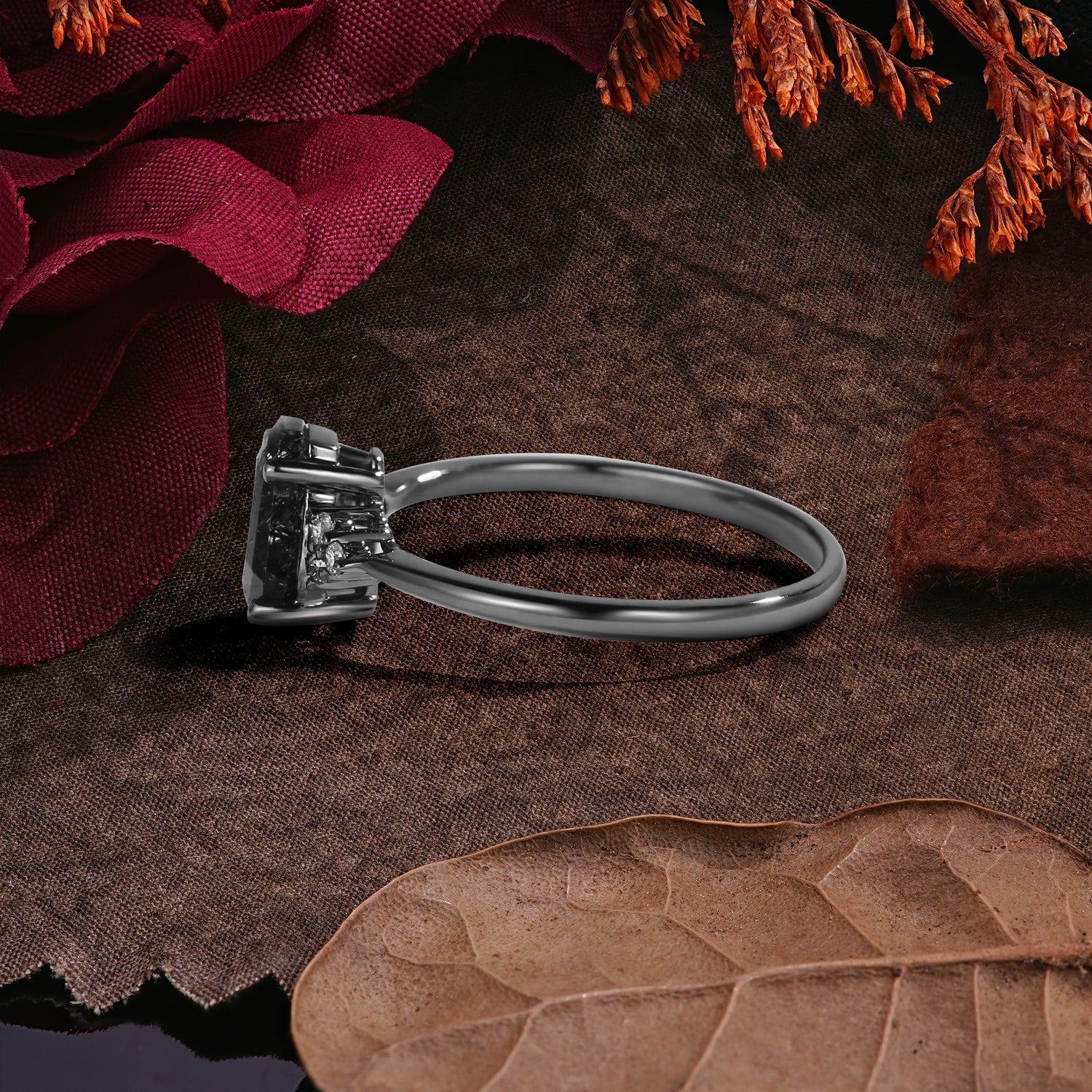 Halloween Limited | Coffin Cut Cluster Black Rutilated Quartz Ring Set