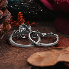 Halloween Limited | Nature-Inspired Marquise Cut Black Rutilated Quartz Ring Set