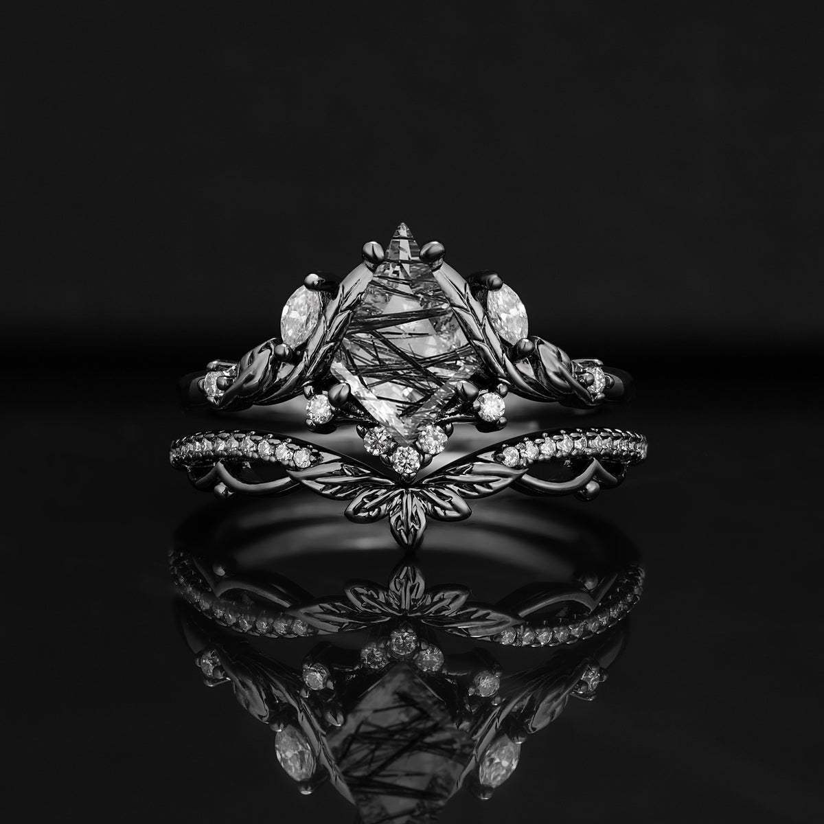 Halloween Exclusive Luxury Kite-Cut Bridal Ring Set