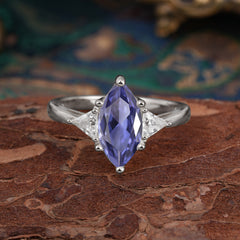 6 Prong Marquise Cut Three Stone Tanzanite Engagement Ring Anniversary Gift for Women