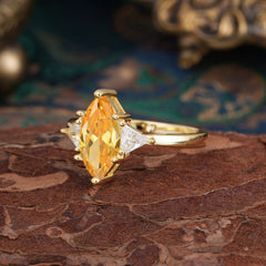 6 Prong Marquise Cut Three Stone Citrine Engagement Ring Anniversary Gift for Women