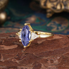 6 Prong Marquise Cut Three Stone Tanzanite Engagement Ring Anniversary Gift for Women