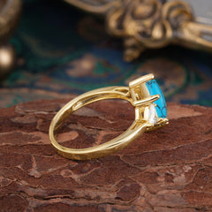 Marquise Cut Three Stone Turquoise Engagement Ring Anniversary Gift for Women