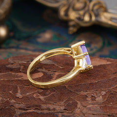 6 Prong Marquise Cut Three Stone Amethyst Engagement Ring Anniversary Gift for Women