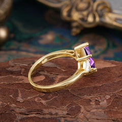 6 Prong Marquise Cut Three Stone Amethyst Engagement Ring Anniversary Gift for Women