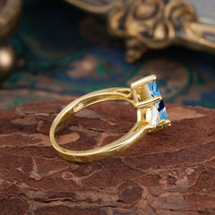 6 Prong Marquise Cut Three Stone Aquamarine Engagement Ring Anniversary Gift for Women