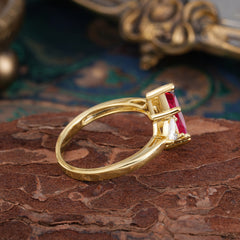 6 Prong Marquise Cut Three Stone Ruby Engagement Ring Anniversary Gift for Women
