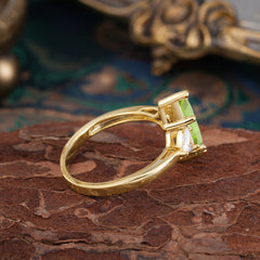 6 Prong Marquise Cut Three Stone Peridot Engagement Ring Anniversary Gift for Women