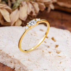 Round & Oval Cut Lab Diamond Ring Timeless Three Stones Wedding Band