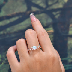 Round Cut 4 Prong Opal Engagement Ring Cluster Anniversary Ring