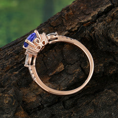 Round Cut 4 Prong Tanzanite Engagement Ring Cluster Anniversary Ring