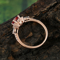 Round Cut 4 Prong Garnet Engagement Ring Cluster Anniversary Ring