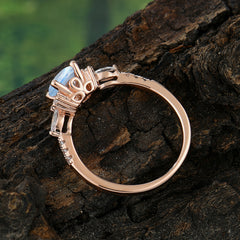Round Cut 4 Prong Moonstone Engagement Ring Cluster Anniversary Ring