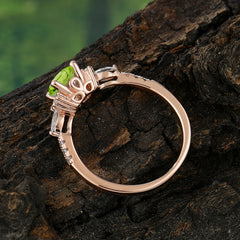Round Cut 4 Prong Peridot Engagement Ring Cluster Anniversary Ring