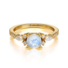 Round Cut 4 Prong Moonstone Engagement Ring Cluster Anniversary Ring