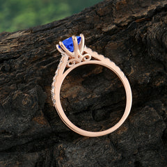 1 Carat Round Cut 6-Prong Sapphire Wedding Ring Pave Milgrain Engagement Ring