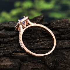 1 Carat Emerald Cut 4-Prong Sapphire Classic Halo Engagement Ring