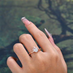 Unique Cluster Engagement Ring Round Shaped Moissanite Anniversary Ring