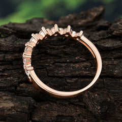 Half Halo Moissanite Weddding Band Unique Promise Ring