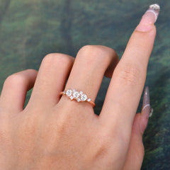 3-Stone Round Moissanite Ring C Past Present & Future Promise Ring