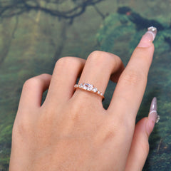 1 Carat Emerald Cut Moissanite Engagement Ring Side Stone Promise Ring