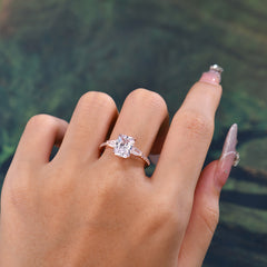 3 Carat Emerald Cut Moissanite Ring Three Stone Engagement Ring