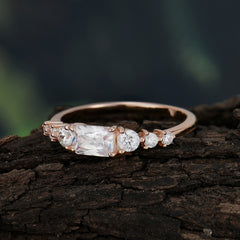 1 Carat Emerald Cut Moissanite Engagement Ring Side Stone Promise Ring