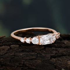 1 Carat Emerald Cut Moissanite Engagement Ring Side Stone Promise Ring
