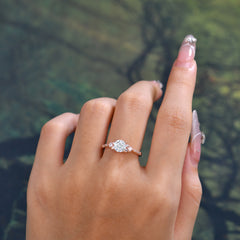 Round Cut Lab Moissanite Classic Side Stone Wedding Engagement Ring