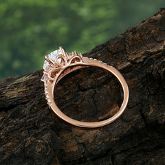 Round Cut Lab Moissanite Classic Side Stone Wedding Engagement Ring
