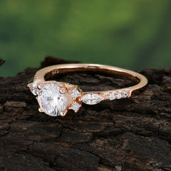 Round Cut Moissanite Engagement Ring Cluster Anniversary Ring