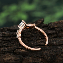 0.8 Carat Kite Cut Moissanite Engagement Ring Vintage Filigree Anniversary Ring