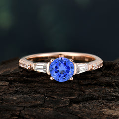 1 Carat 4 Prong Sapphire Engagement Ring Side Stone Promise Ring